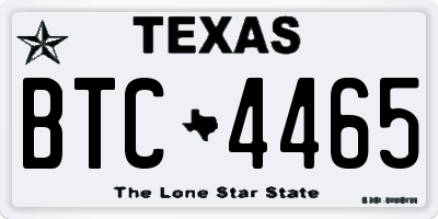 TX license plate BTC4465