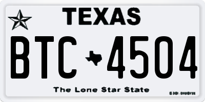 TX license plate BTC4504