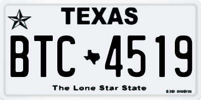 TX license plate BTC4519