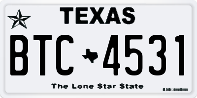 TX license plate BTC4531