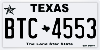 TX license plate BTC4553