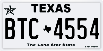 TX license plate BTC4554