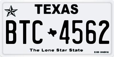 TX license plate BTC4562