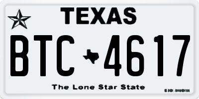 TX license plate BTC4617