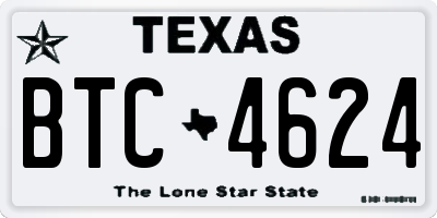 TX license plate BTC4624