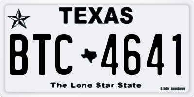 TX license plate BTC4641