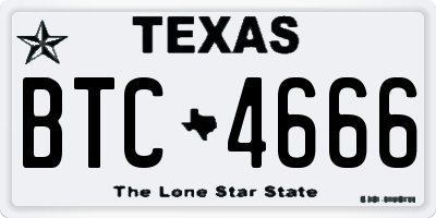 TX license plate BTC4666
