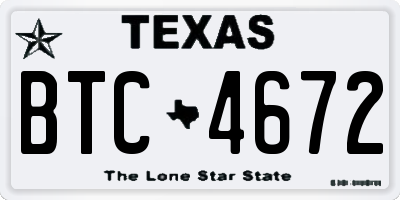 TX license plate BTC4672