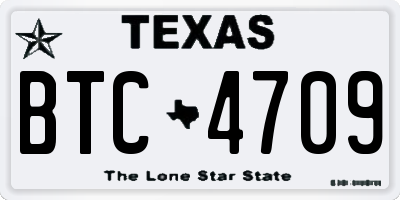 TX license plate BTC4709