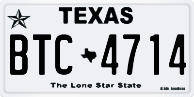 TX license plate BTC4714