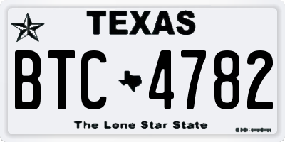 TX license plate BTC4782