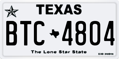 TX license plate BTC4804