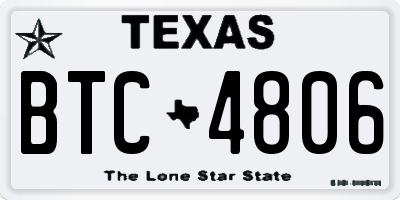 TX license plate BTC4806