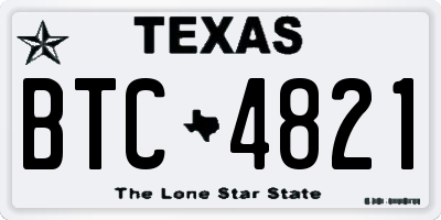TX license plate BTC4821