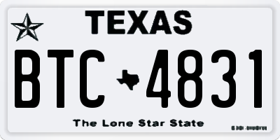 TX license plate BTC4831