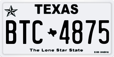 TX license plate BTC4875