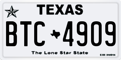 TX license plate BTC4909