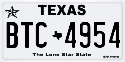 TX license plate BTC4954