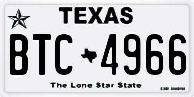 TX license plate BTC4966
