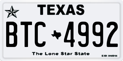 TX license plate BTC4992