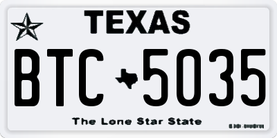 TX license plate BTC5035