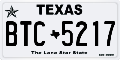 TX license plate BTC5217