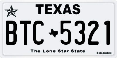 TX license plate BTC5321