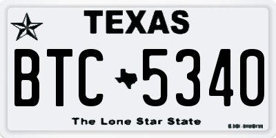 TX license plate BTC5340
