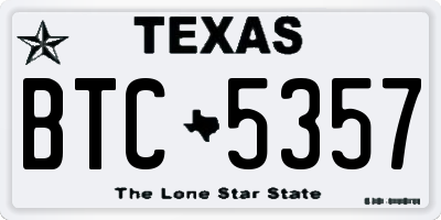 TX license plate BTC5357