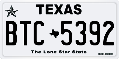 TX license plate BTC5392