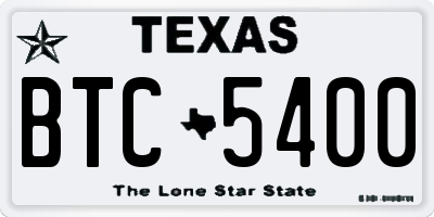 TX license plate BTC5400
