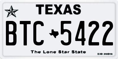 TX license plate BTC5422
