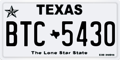 TX license plate BTC5430