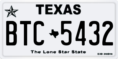 TX license plate BTC5432