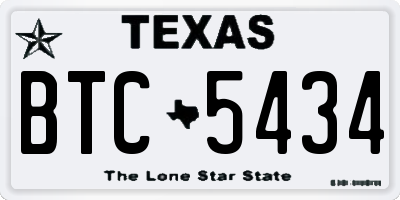 TX license plate BTC5434