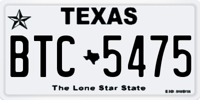 TX license plate BTC5475