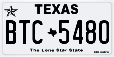 TX license plate BTC5480