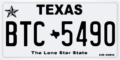 TX license plate BTC5490