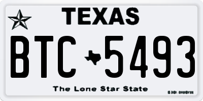 TX license plate BTC5493
