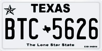 TX license plate BTC5626