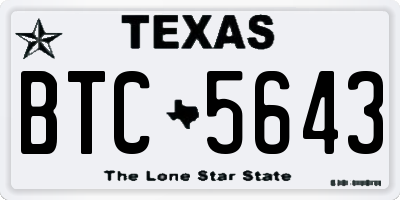 TX license plate BTC5643
