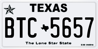 TX license plate BTC5657