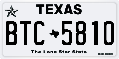 TX license plate BTC5810