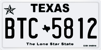 TX license plate BTC5812