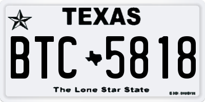 TX license plate BTC5818