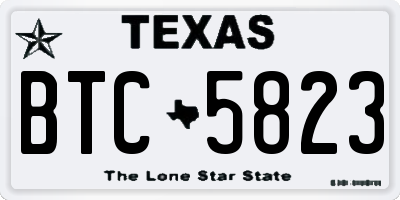 TX license plate BTC5823