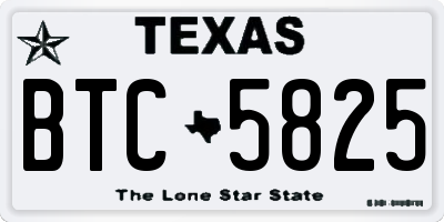 TX license plate BTC5825