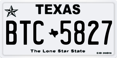 TX license plate BTC5827