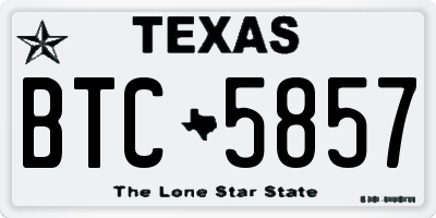 TX license plate BTC5857