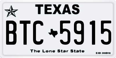 TX license plate BTC5915